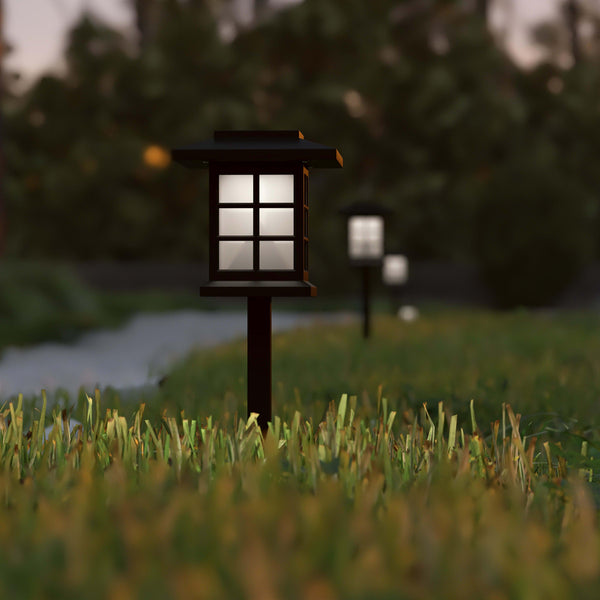 All-Weather Lantern Design Solar Powered LED Landscape Lights in Black