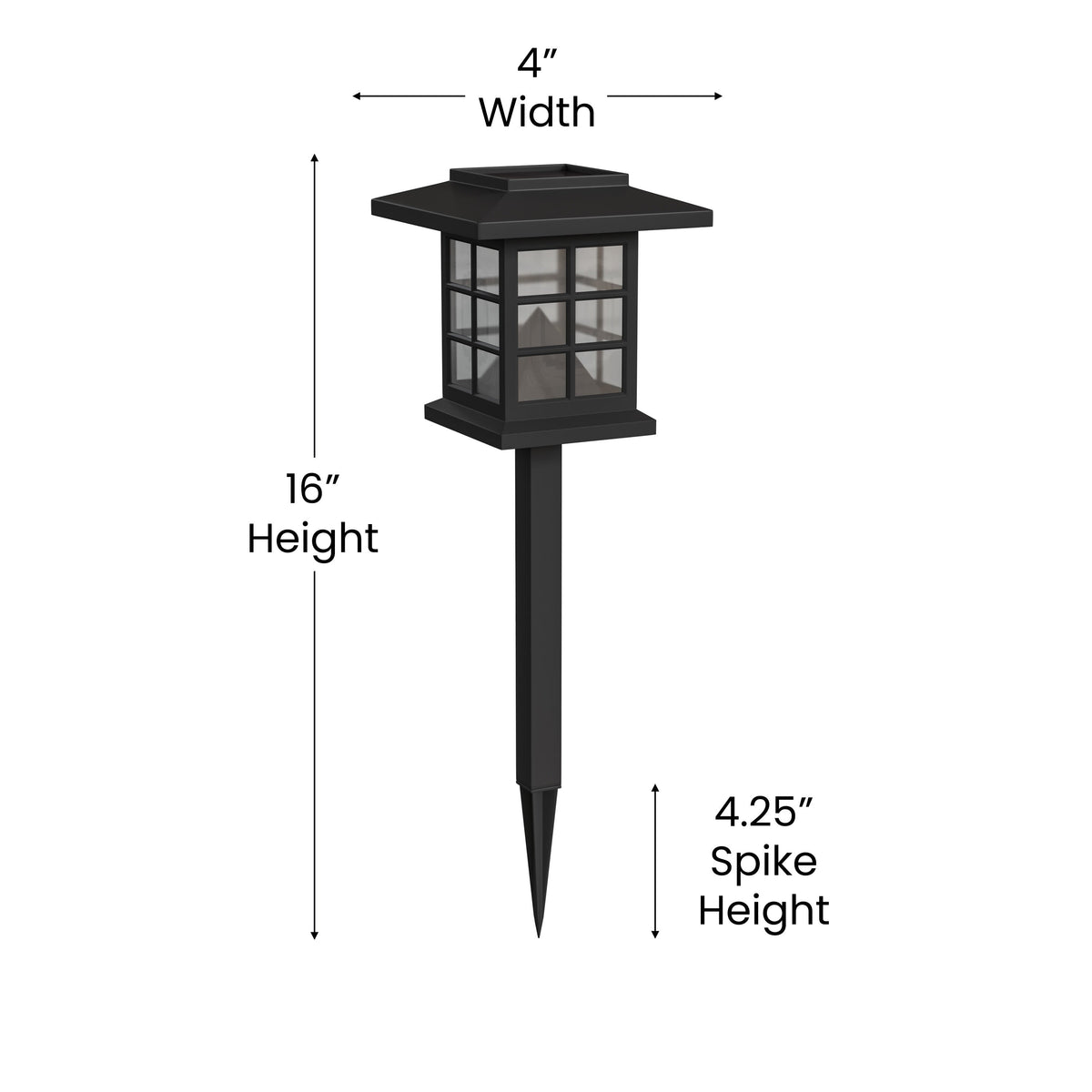 All-Weather Lantern Design Solar Powered LED Landscape Lights in Black