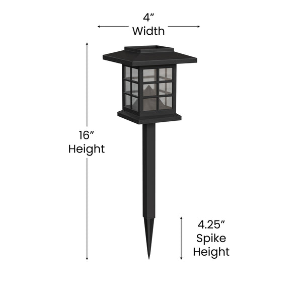 All-Weather Lantern Design Solar Powered LED Landscape Lights in Black