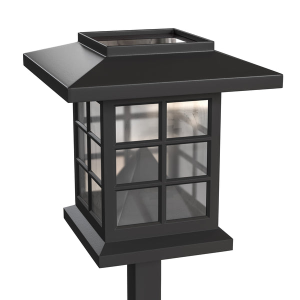 All-Weather Lantern Design Solar Powered LED Landscape Lights in Black