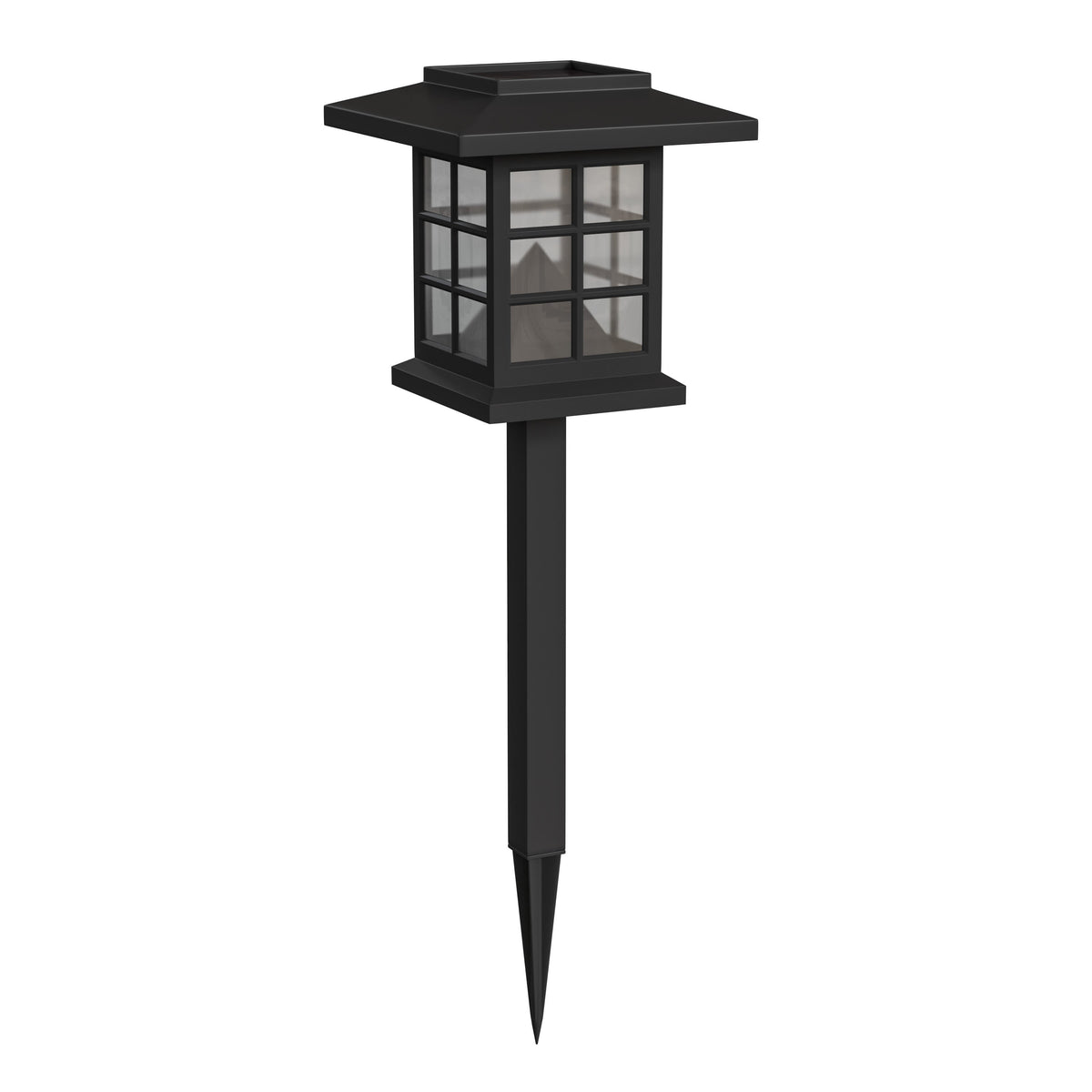 All-Weather Lantern Design Solar Powered LED Landscape Lights in Black