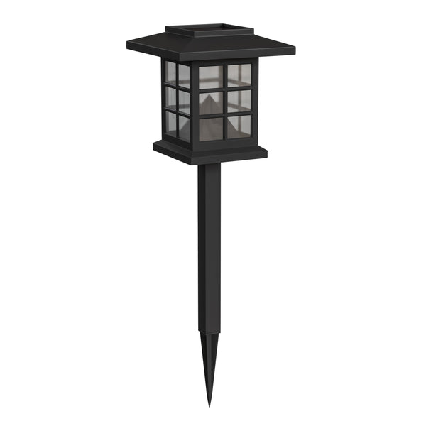 All-Weather Lantern Design Solar Powered LED Landscape Lights in Black
