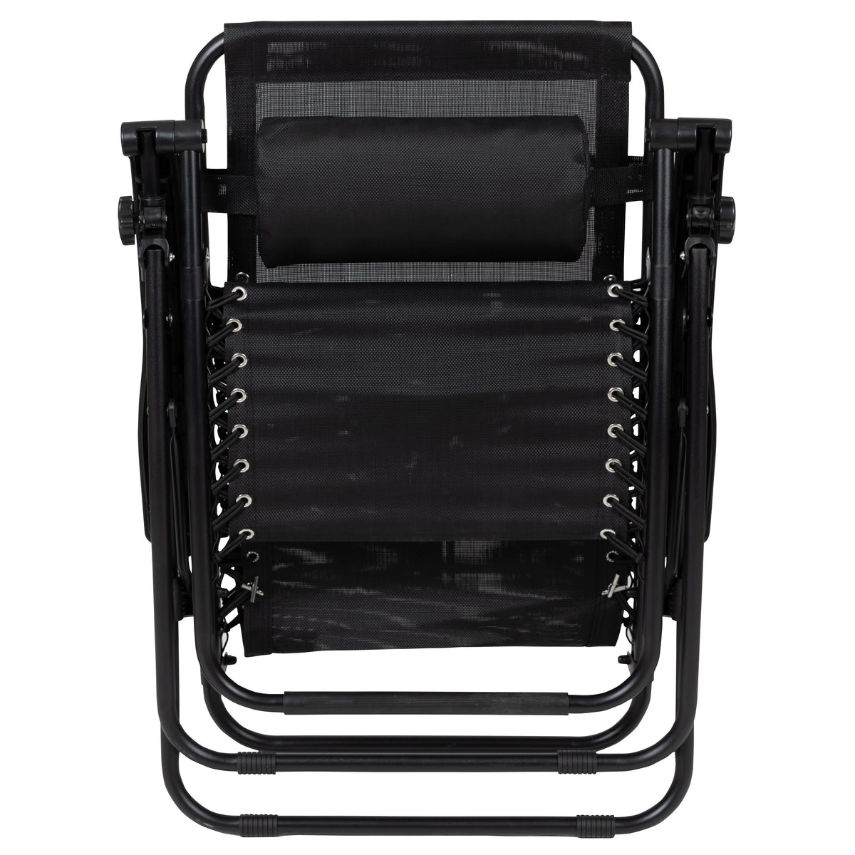 Black |#| 2 Pack Adjustable Mesh Zero Gravity Lounge Chair with Cup Holder Tray - Black