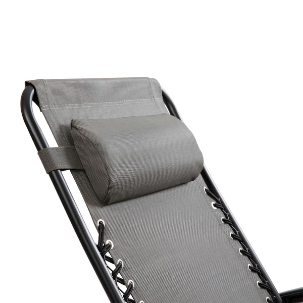 Gray |#| 2 Pack Adjustable Mesh Zero Gravity Lounge Chair with Cup Holder Tray - Gray