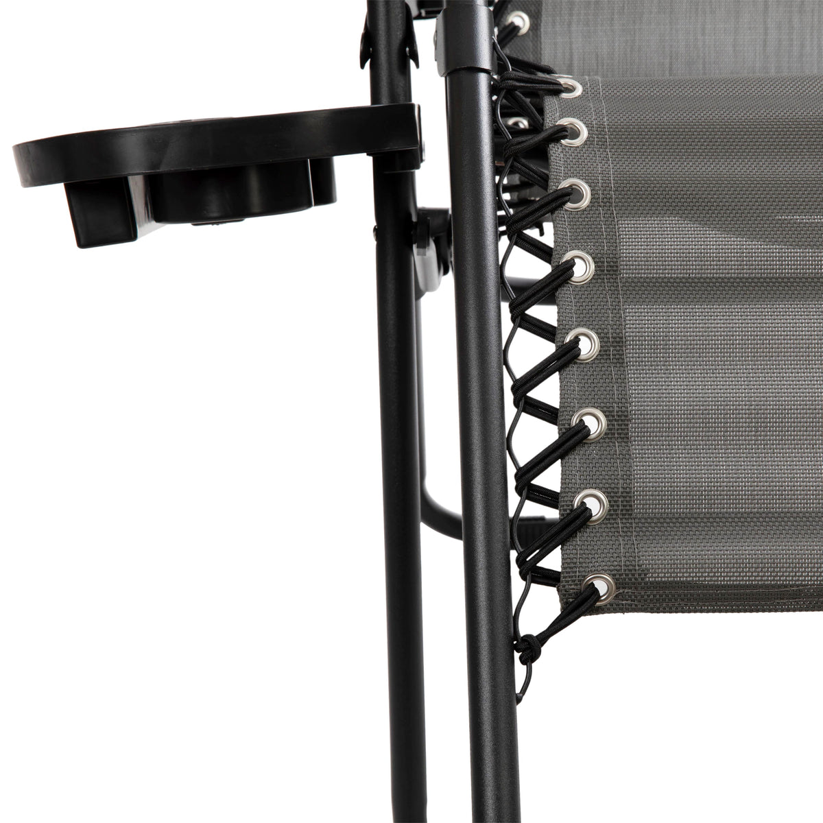 Gray |#| 2 Pack Adjustable Mesh Zero Gravity Lounge Chair with Cup Holder Tray - Gray