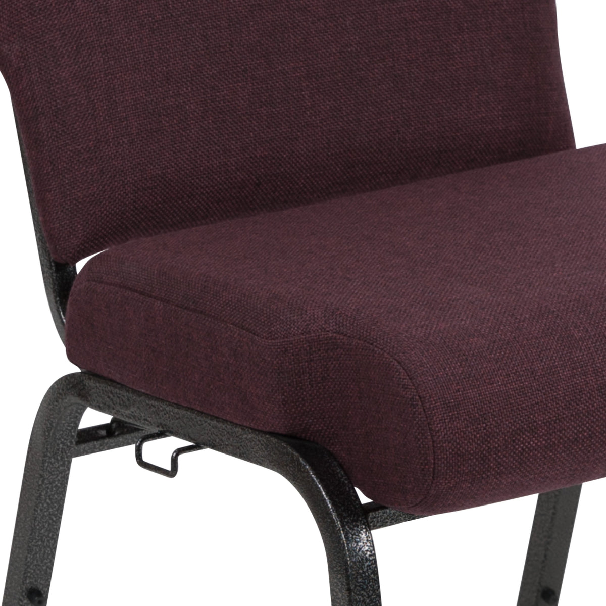 Grape/Amethyst Fabric/Silver Vein Frame |#| 20.5inch Grape Molded Foam Stacking Church Chair