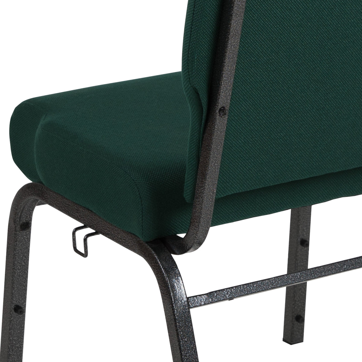 Hunter Green Fabric/Silver Vein Frame |#| 20.5inch Hunter Molded Foam Stacking Church Chair