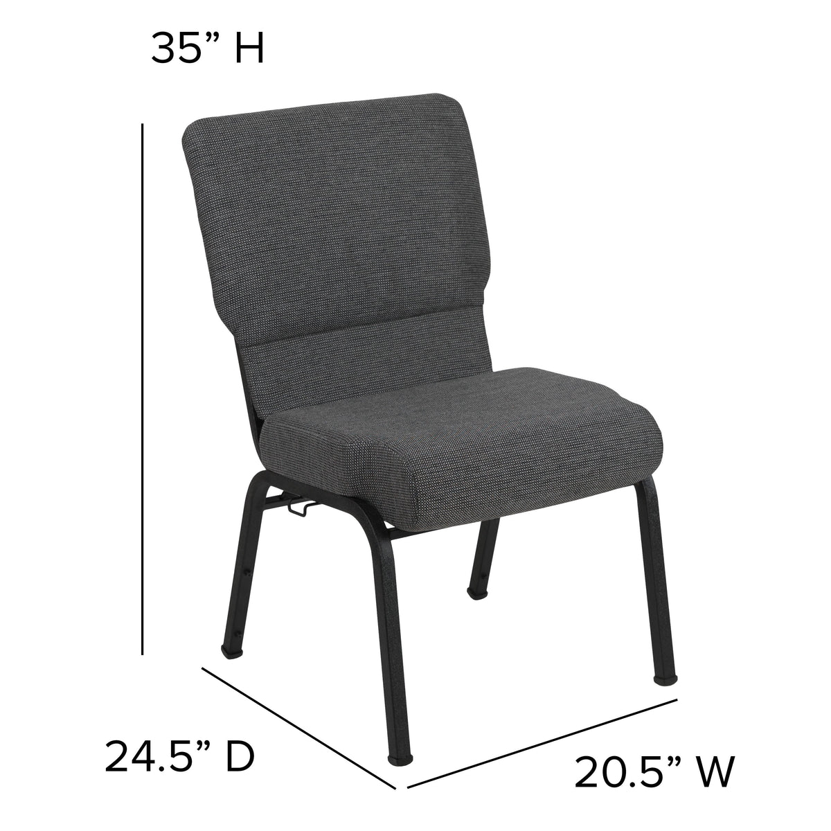 Black Marble Fabric/Black Frame |#| 20.5inch Marble Molded Foam Stacking Church Chair