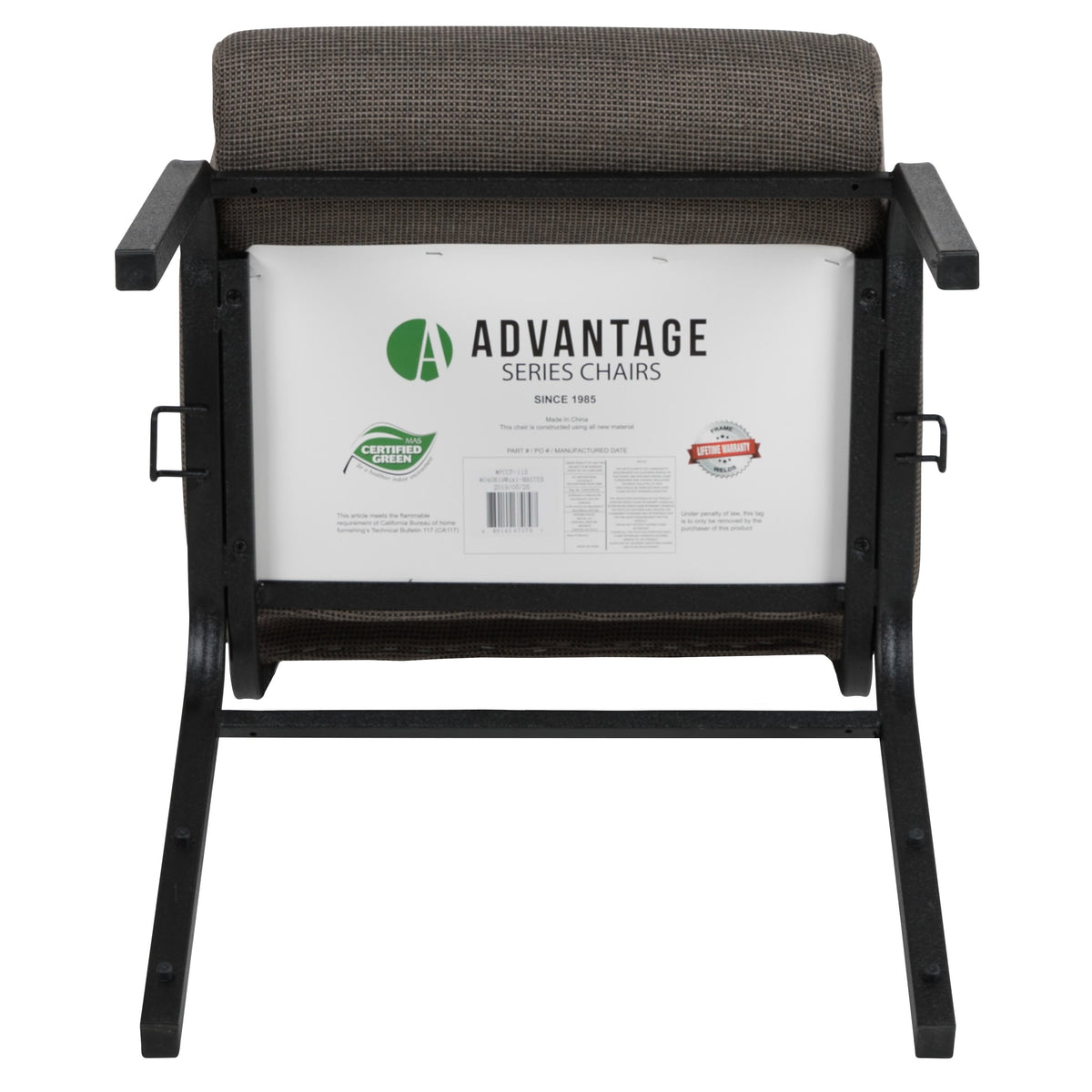 Fossil Fabric/Black Frame |#| 20.5inch Fossil Molded Foam Stacking Church Chair