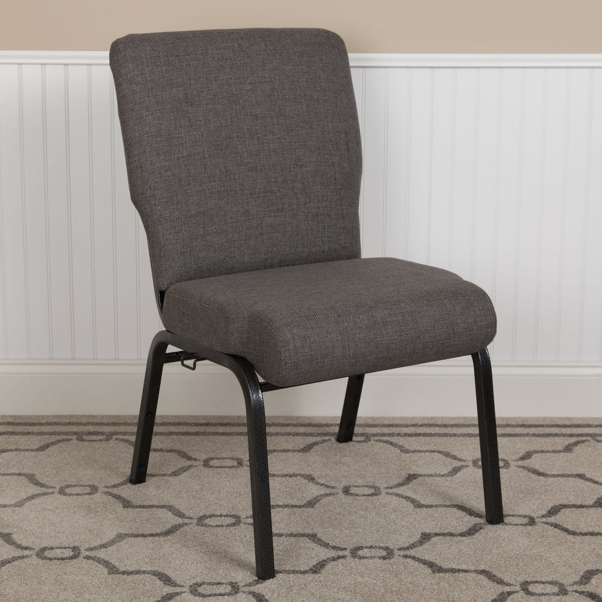 Charcoal Gray Fabric/Silver Vein Frame |#| 20.5inch Charcoal Molded Foam Stacking Church Chair