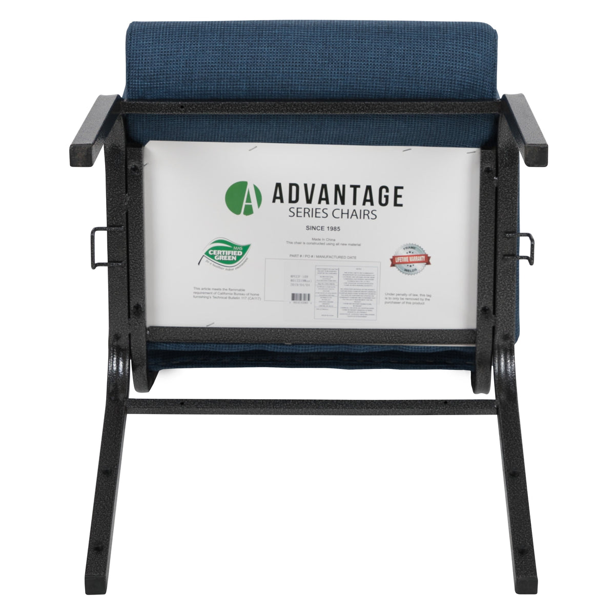 Blue Fabric/Silver Vein Frame |#| 20.5inch Blue Molded Foam Stacking Church Chair