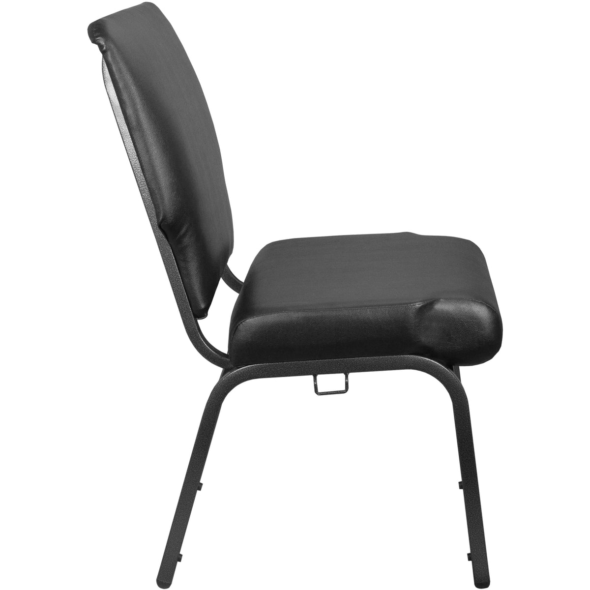 Black Vinyl/Silver Vein Frame |#| Black Vinyl Church Chair 20.5 in. Wide