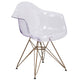 Transparent Side Chair with Arms and Gold Base - Accent & Side Chair