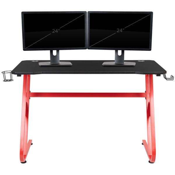 Gaming Desk & Chair Set: Lumbar Support, Arms, Cupholder, Headphone Hook