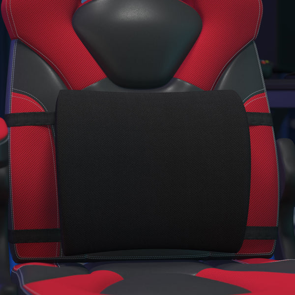 CertiPUR-US Certified Gaming Chair Memory Foam Lumbar Cushion - Black Mesh Cover