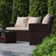 Beige Cushions/Brown Frame |#| 4 PC Brown Patio Set with Beige Back Pillows & Seat Cushions - Outdoor Seating