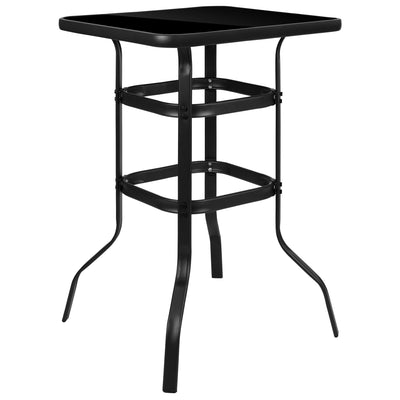 Barker 27.5" Square Tempered Glass Bar Height Metal Patio Bar Table - View 1