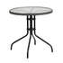 Barker 28'' Round Tempered Glass Metal Table with Rattan Edging