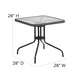 Clear/Gray Rattan |#| 28inch Square Tempered Glass Metal Table with Gray Rattan Edging