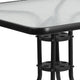 Clear/Black |#| 31.5inch Square Tempered Glass Metal Table with Smooth Ripple Design Top