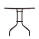 Clear/Bronze |#| 31.5inch Round Tempered Glass Metal Table with Smooth Ripple Design Top