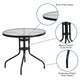 Clear/Black |#| 31.5inch Round Tempered Glass Metal Table with Smooth Ripple Design Top