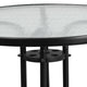 Clear/Black |#| 31.5inch Round Tempered Glass Metal Table with Smooth Ripple Design Top