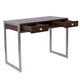 Dark Wood Grain Finish Desk with Two Drawers and Silver Metal Frame