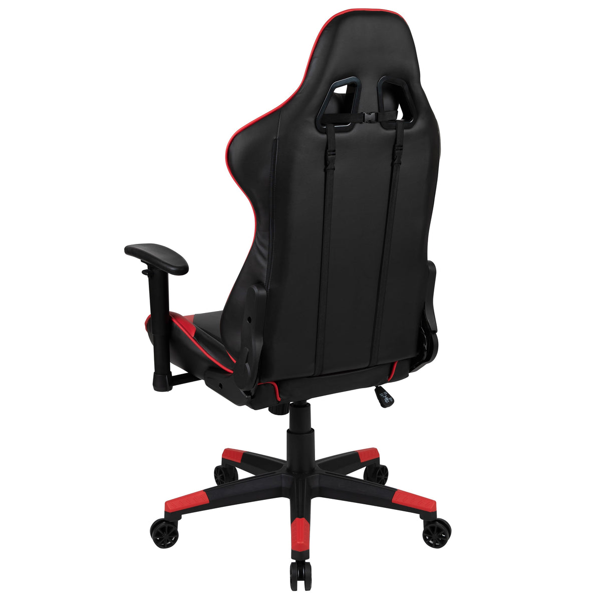 Gaming Desk & Chair with Lumbar Support, Arms, Cupholder & Headphone Hook-Red