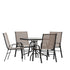 Brazos 5 Piece Outdoor Patio Dining Set - Tempered Glass Patio Table, 4 Flex Comfort Stack Chairs