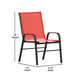 Red |#| Commercial 7 Pc Outdoor Patio Dining Set with Glass Table and 6 Chairs - Red