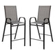 Gray |#| 5 Piece Outdoor Bar Height Set-Glass Patio Bar Table-Gray All-Weather Barstools