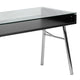 Brettford Tempered Glass Top Desk with Open Storage and Chrome Frame