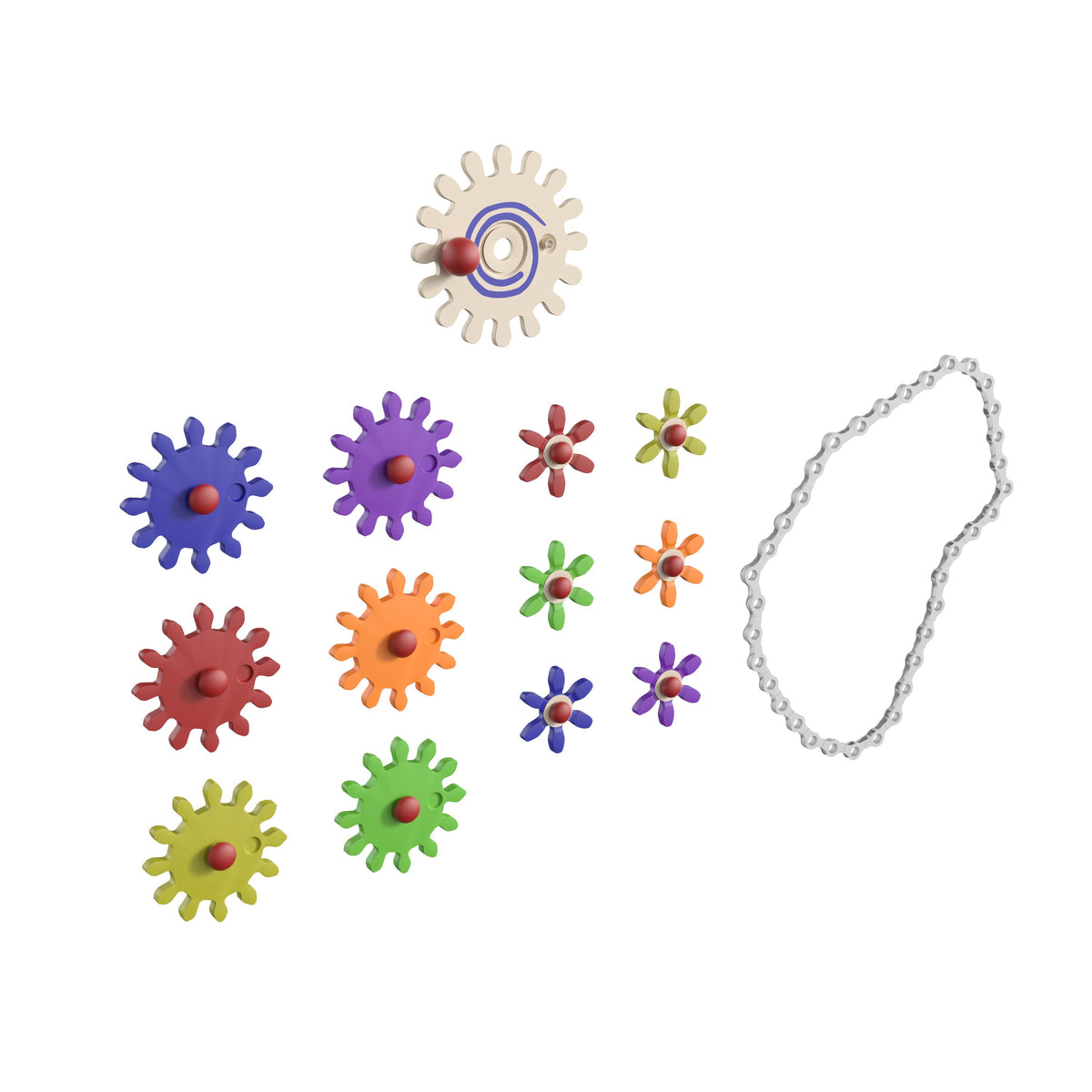 Multicolor 79 Piece Chain and Gears Accessory Set for Modular STEAM Wall Systems