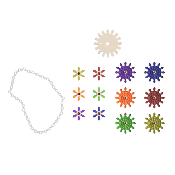 Multicolor 79 Piece Chain and Gears Accessory Set for Modular STEAM Wall Systems