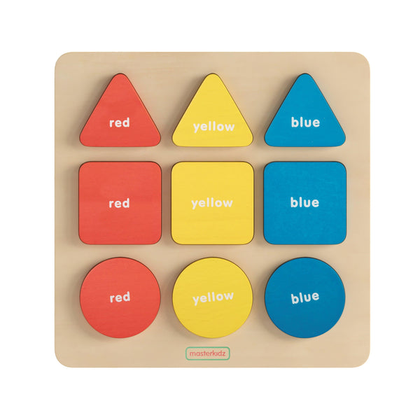 Commercial Grade Wooden Basic Shapes and Colors Puzzle - Natural/Multicolor