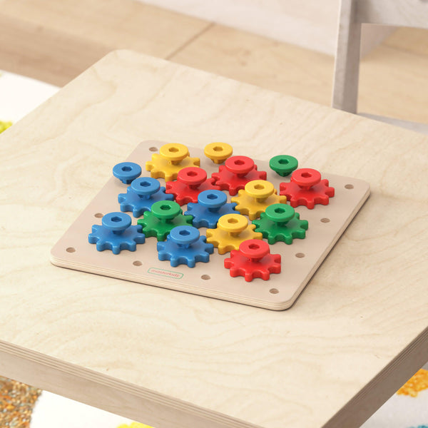 Commercial Birch Plywood Gear Building STEM Busy Board - Natural/Multicolor