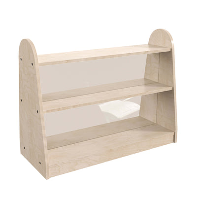 Bright Beginnings Commercial Grade Double Sided Wooden Classroom Storage Unit with Clear Plastic Divider, Safe, Kid Friendly Design, Natural - View 1