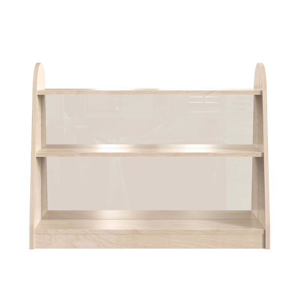 Commercial Grade Natural Finish Wooden Classroom 3 Tier Shelf with Clear Divider