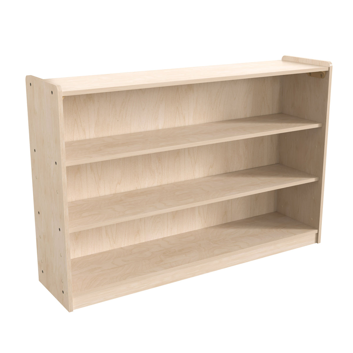 Commercial Grade Natural Finish Wooden Classroom Extra Wide 3 Shelf Storage Unit