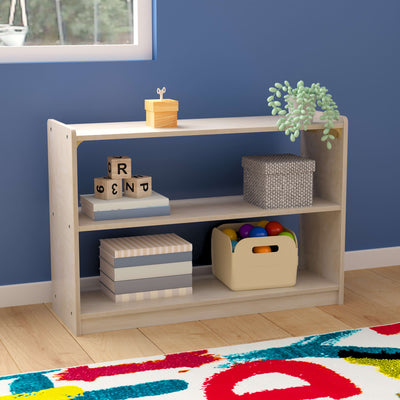 Bright Beginnings Commercial Grade Extra Wide Wooden Classroom Open Storage Unit, Safe, Kid Friendly Design