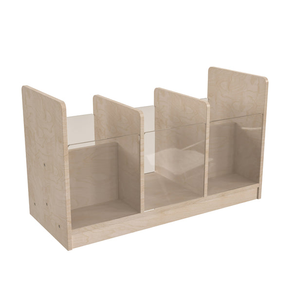 Commercial Grade Natural Finish 2 Sided Storage Unit with Transparent Sides