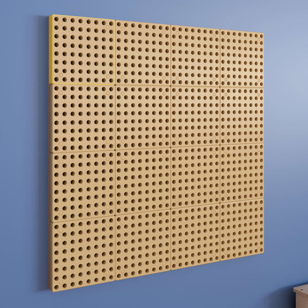 Commercial Grade 31.5inchW x 31.5inchH Peg Panel for Modular STEAM Wall System-Natural