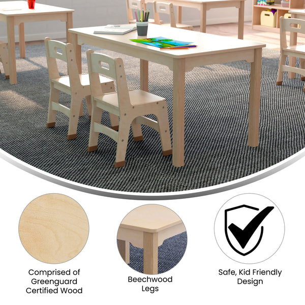 Commercial 23.5 x 47.25 Rectangular Wooden Classroom Activity Table - Beech