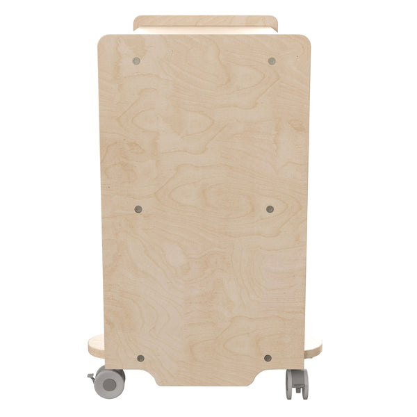 Commercial Grade Natural Finish Wooden Classroom 3 Shelf Mobile Storage Cart