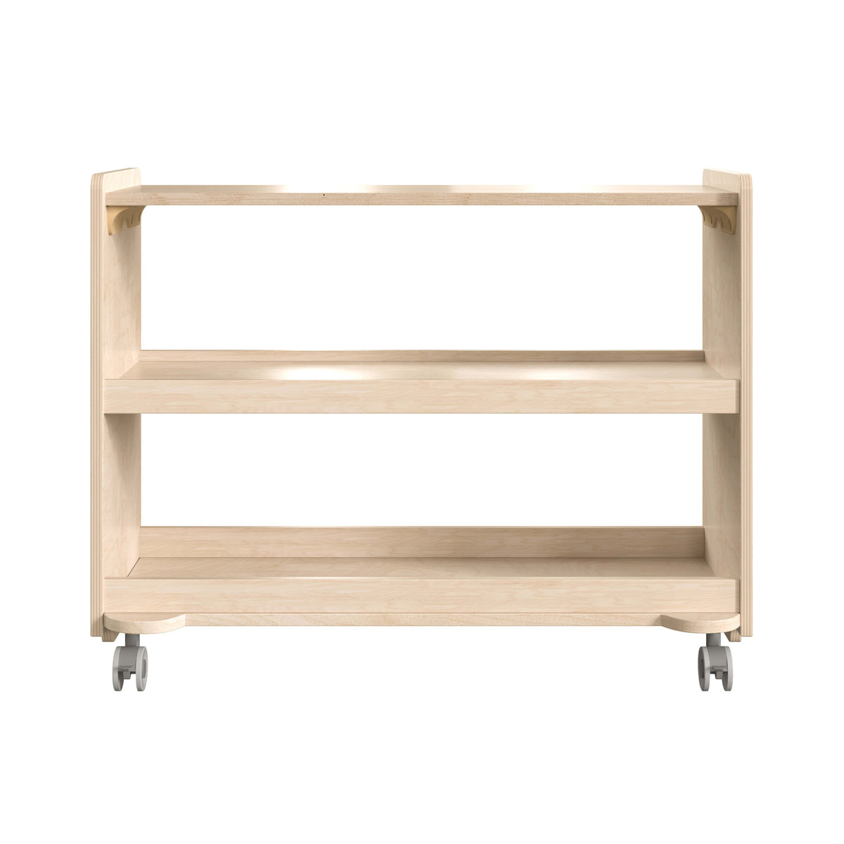 Commercial Grade Natural Finish Wooden Classroom 3 Shelf Mobile Storage Cart