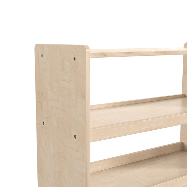 Commercial Grade Natural Finish Wooden Classroom 3 Shelf Mobile Storage Cart