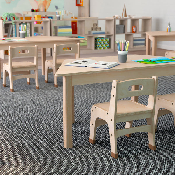 Commercial Grade Trapezoid Wooden Classroom Activity Table - Beech