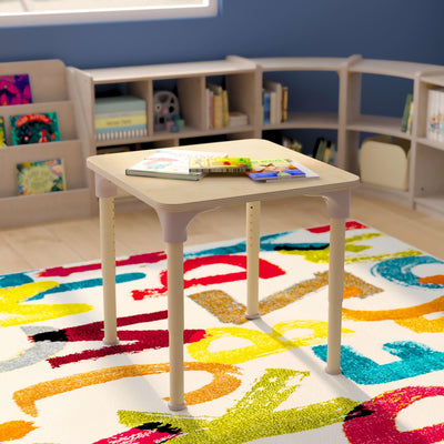 Bright Beginnings Commercial Grade Wooden Adjustable Height Classroom Activity Table - Metal Legs Adjust From 15"H - 23"H - View 2