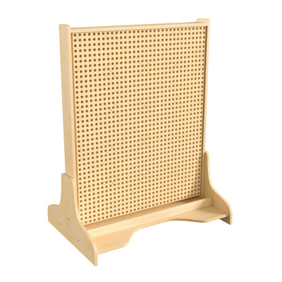 Bright Beginnings Commercial Grade Wooden Double Sided Freestanding STEAM Wall Base with Peg Panels